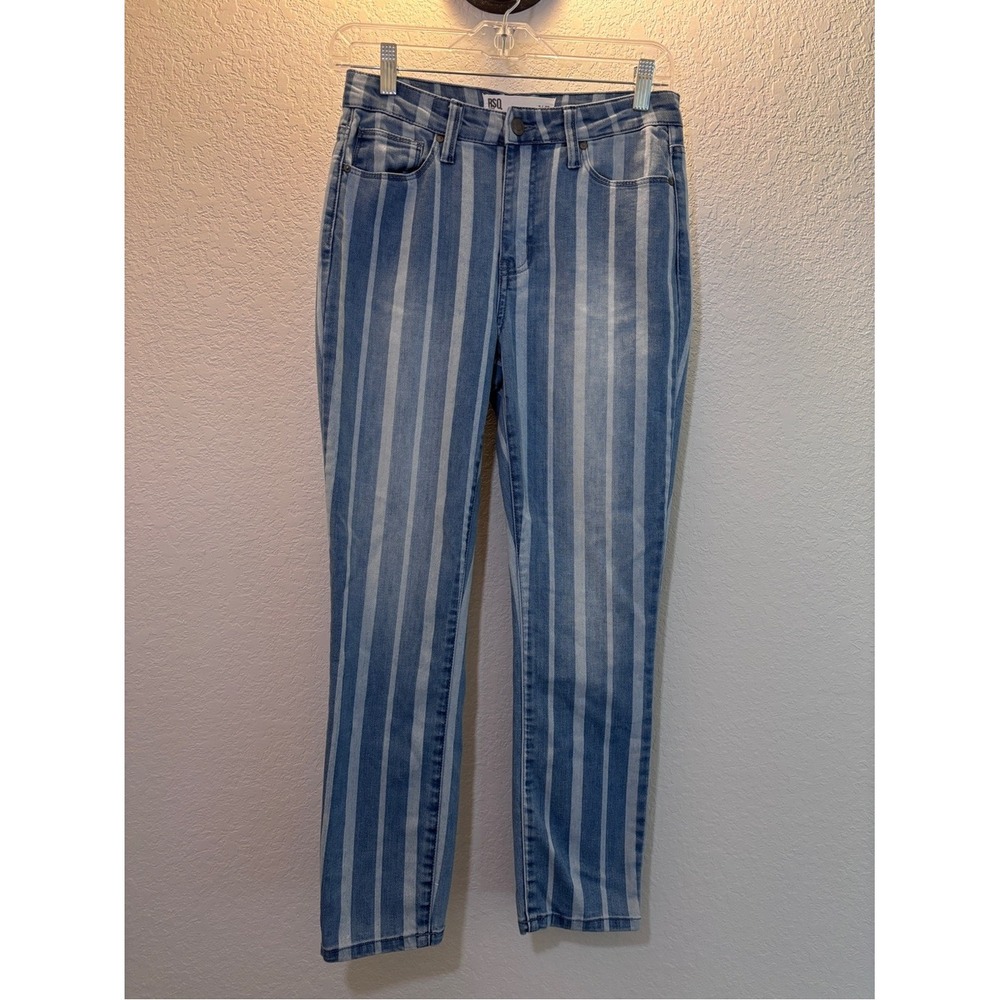 RSQ Jeans High Rise Ankle Skinny 3/26 Striped Denim Blue White Nautical Preppy